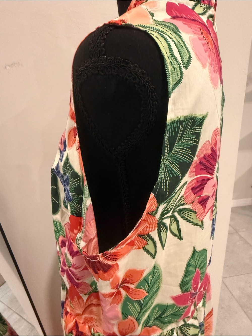 London Times Cream Floral Maxi Dress with Pink, Orange & Green - Picture 7 of 11